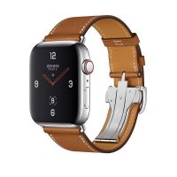 Apple Watch Hermès Stainless Steel Case with Fauve Barenia Leather Single Tour Deployment Buckle