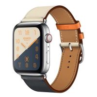 Apple Watch Hermès Stainless Steel Case with Indigo/Craie/Orange Swift Leather Double Tour